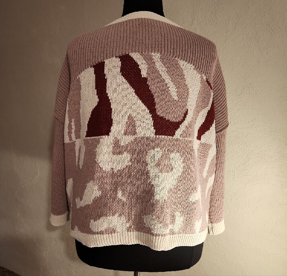 POL Light Mauve Cream V-Neck Patterned Sweater Women's Size Small - Picture 3 of 8